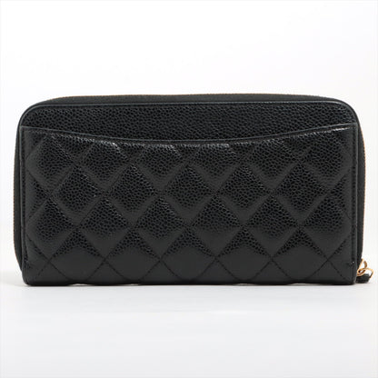 Chanel Long Quilted Caviar Black Wallet