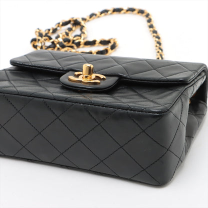 Chanel Mini Vintage Square Single Flap Lambskin 24k Gold Black Bag