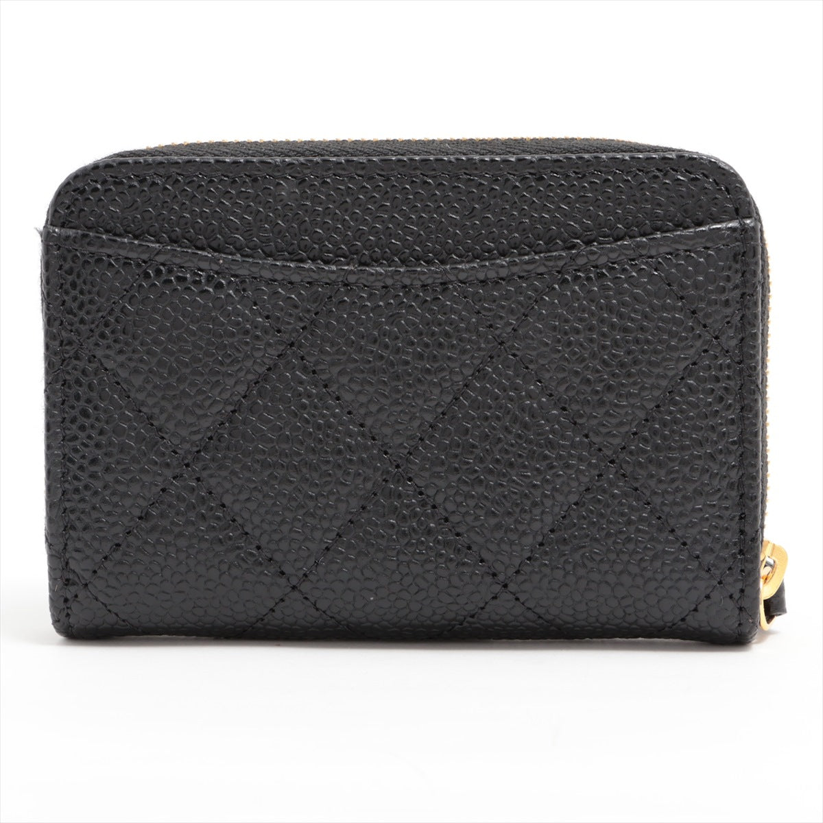 Chanel Black Caviar Zipper Card Case