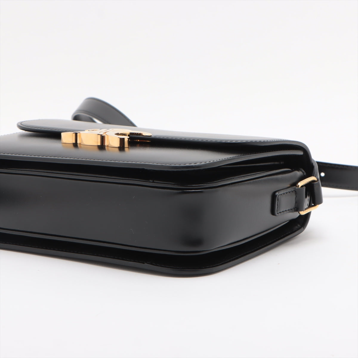 CELINE Triomphe Medium Leather Shoulder bag black