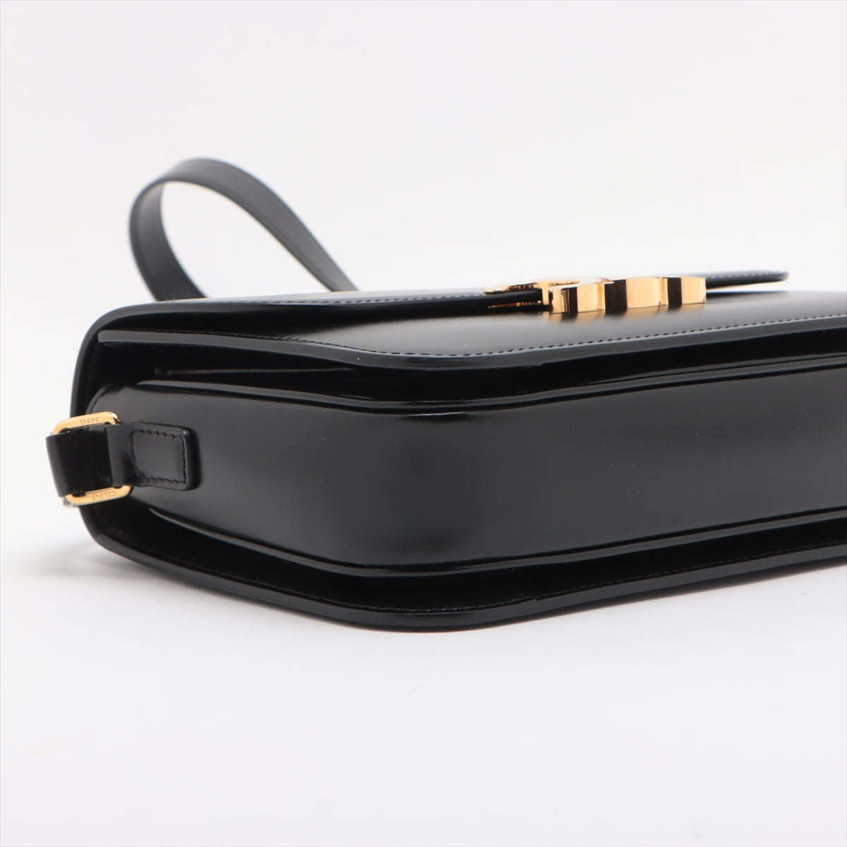CELINE Triomphe Medium Leather Shoulder bag black