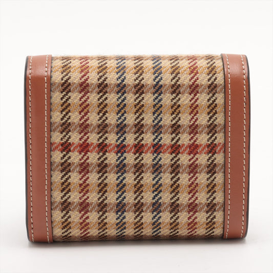 Celine Triomphe Brown Plaid Compact Wallet