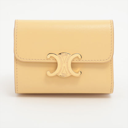 CELINE Triomphe Compact Wallet Coin Purse Leather Compact Wallet Yellow