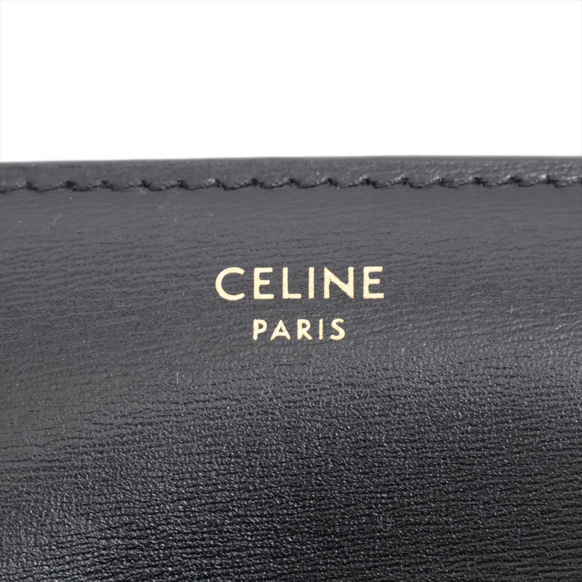 CELINE Triomphe Leather Compact Wallet Black