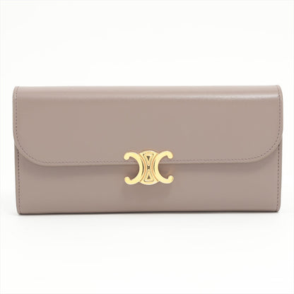 CELINE Triomphe Leather Large Long Wallet Taupe
