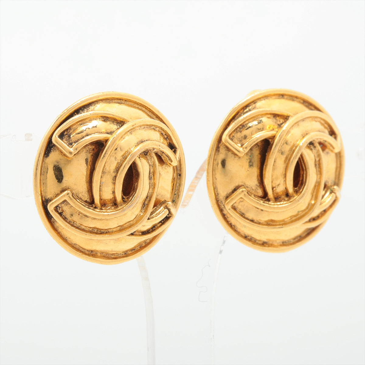 Chanel Vintage Coco Round Clip On Earrings Costume Jewellery