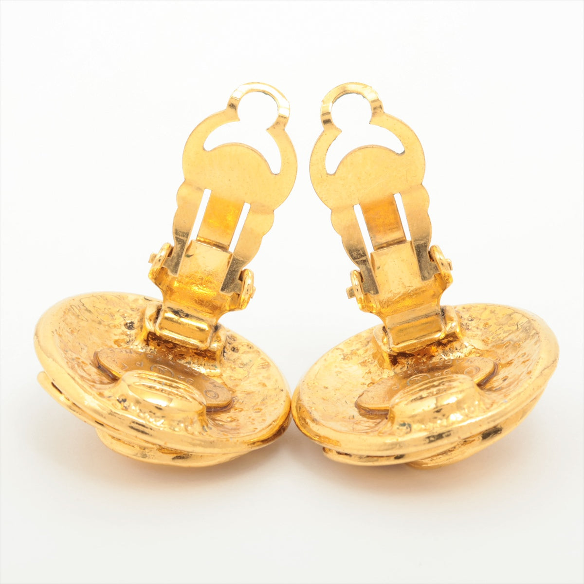 Chanel Vintage Coco Round Clip On Earrings Costume Jewellery