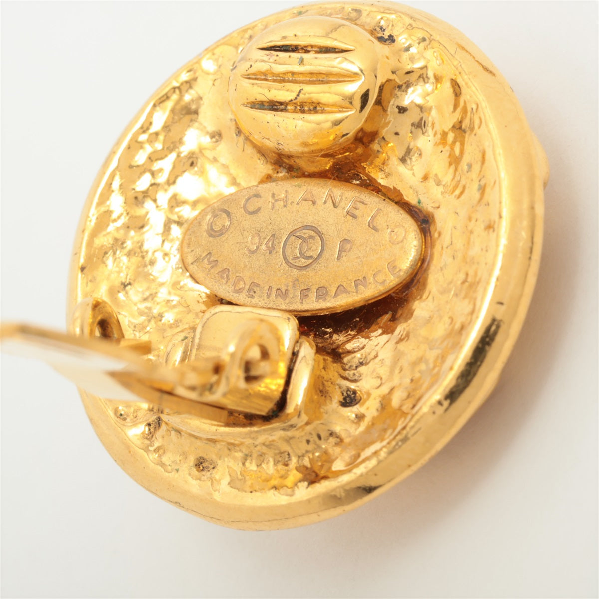 Chanel Vintage Coco Round Clip On Earrings Costume Jewellery