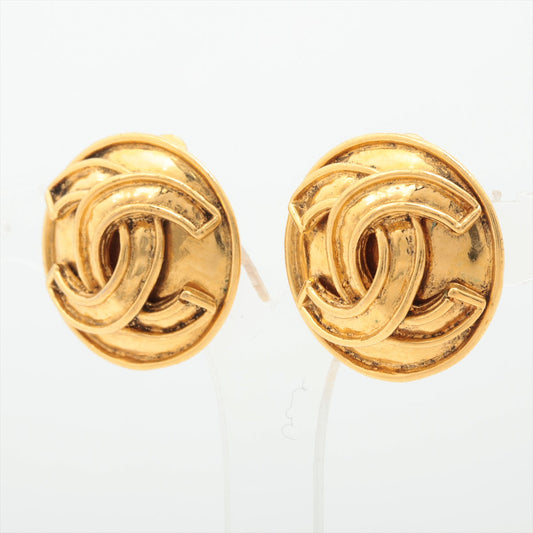 Chanel Vintage Coco Round Clip On Earrings Costume Jewellery