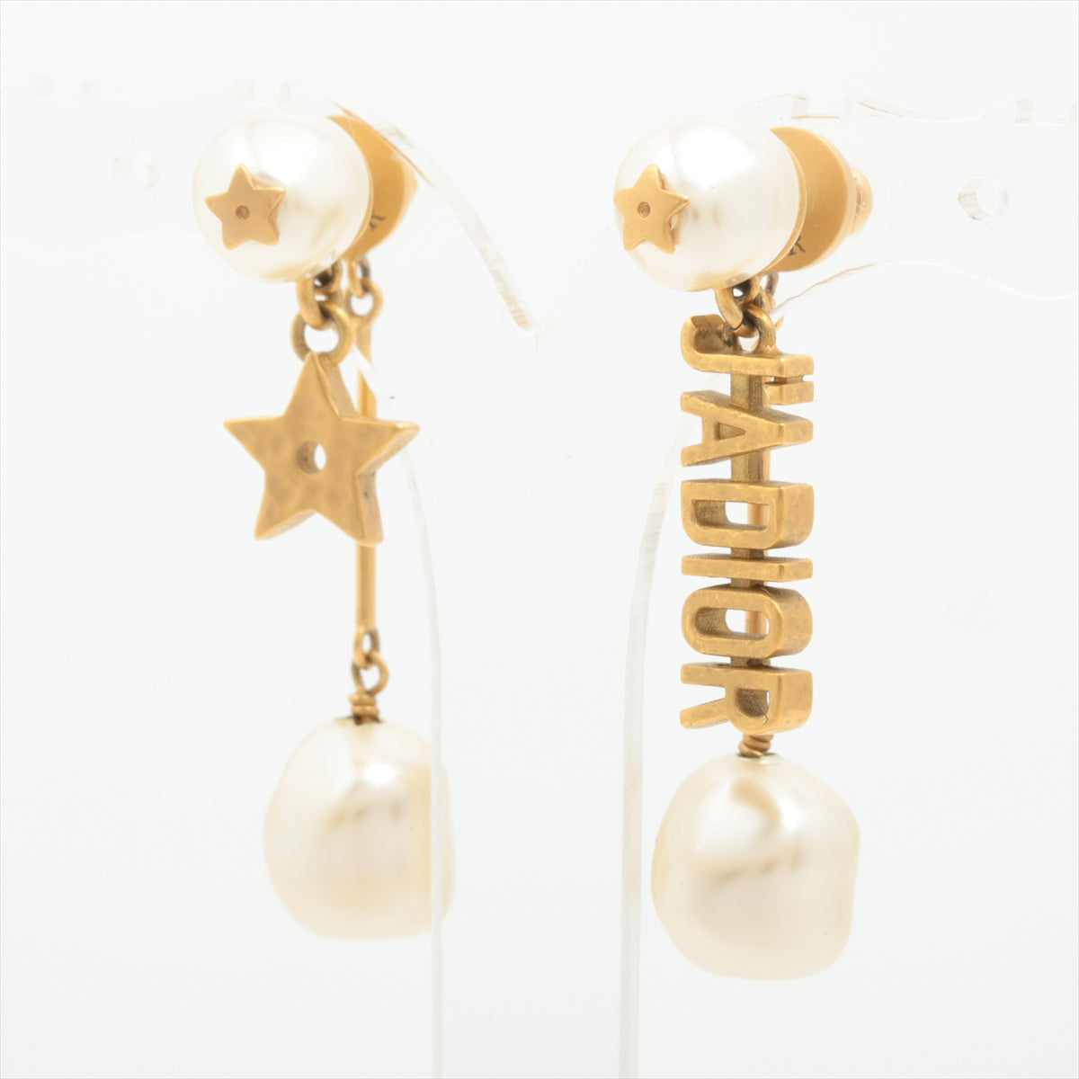 Christian Dior J'Adior Star Gold Pearl Drop Earrings Costume Jewellery