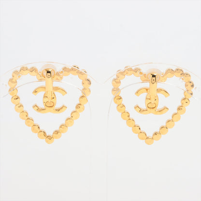 Chanel Coco Heart Rhinestone Gold Clip On Earrings Costume Jewellery 2023