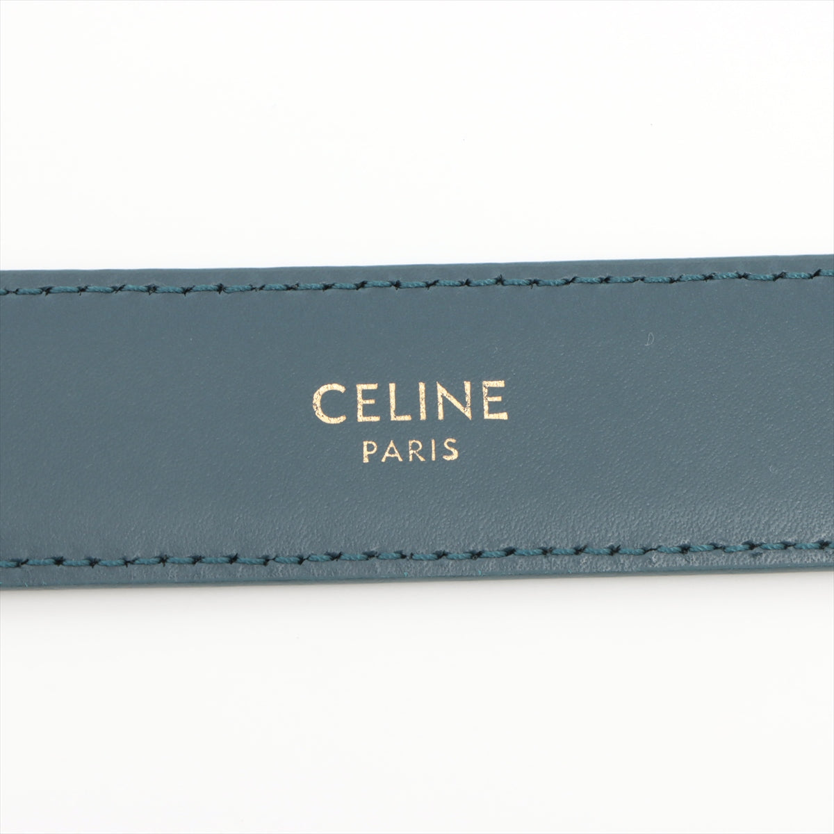 Celine Triomphe Blue Leather Belt 75cm