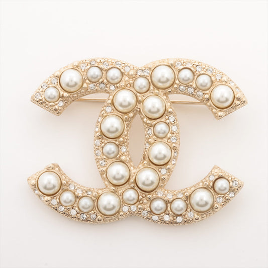 Chanel Coco Pearl Rhinestone Gold Brooch Costume Jewellery 2023