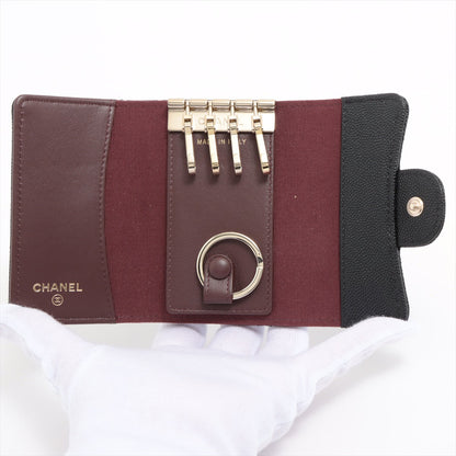 Chanel 5 Ring Caviar Black Key Case