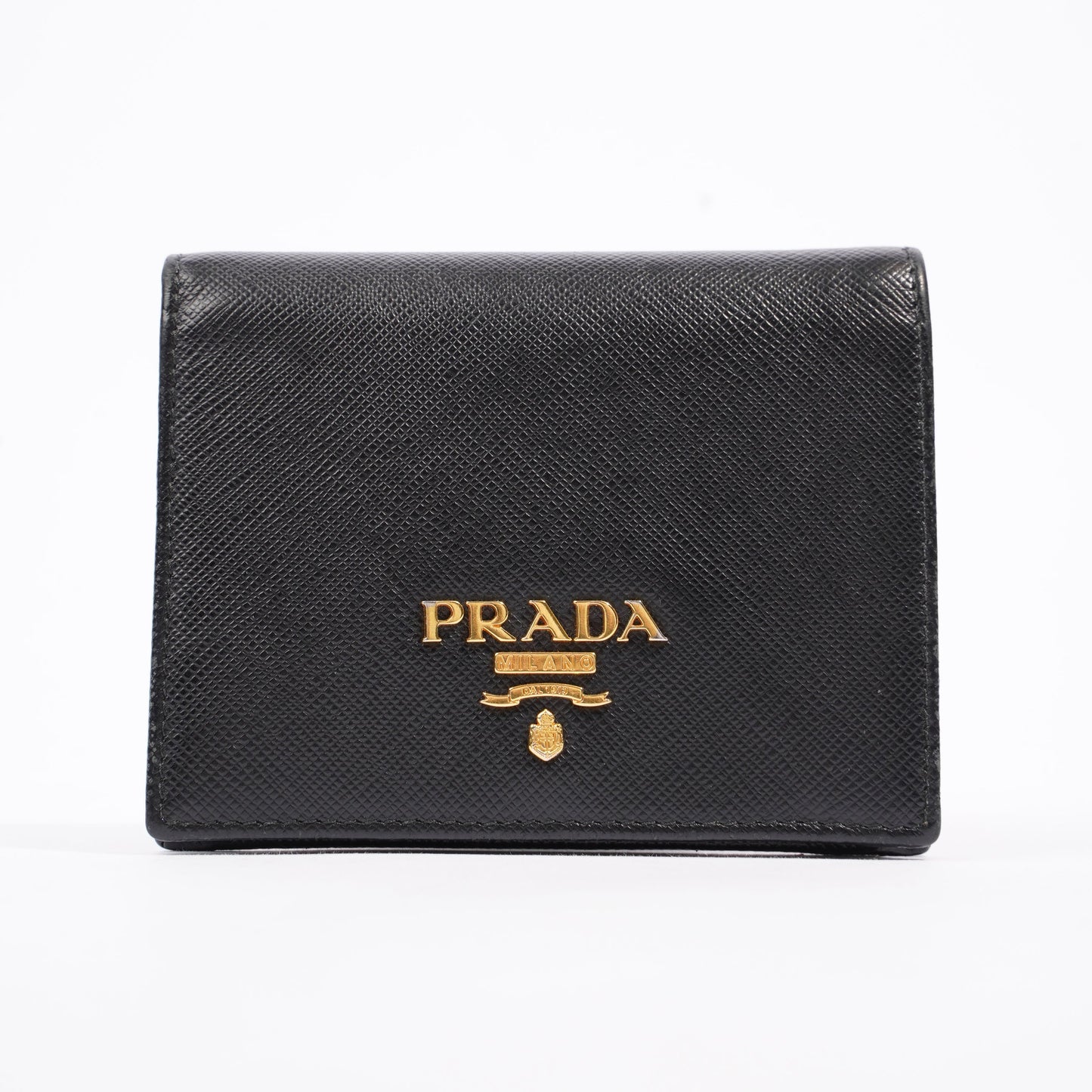 Prada Compact Wallet Black Saffiano Leather