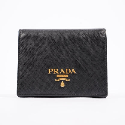Prada Compact Wallet Black Saffiano Leather