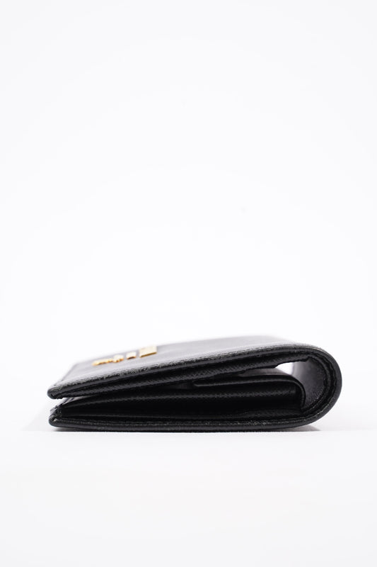 Prada Compact Wallet Black Saffiano Leather