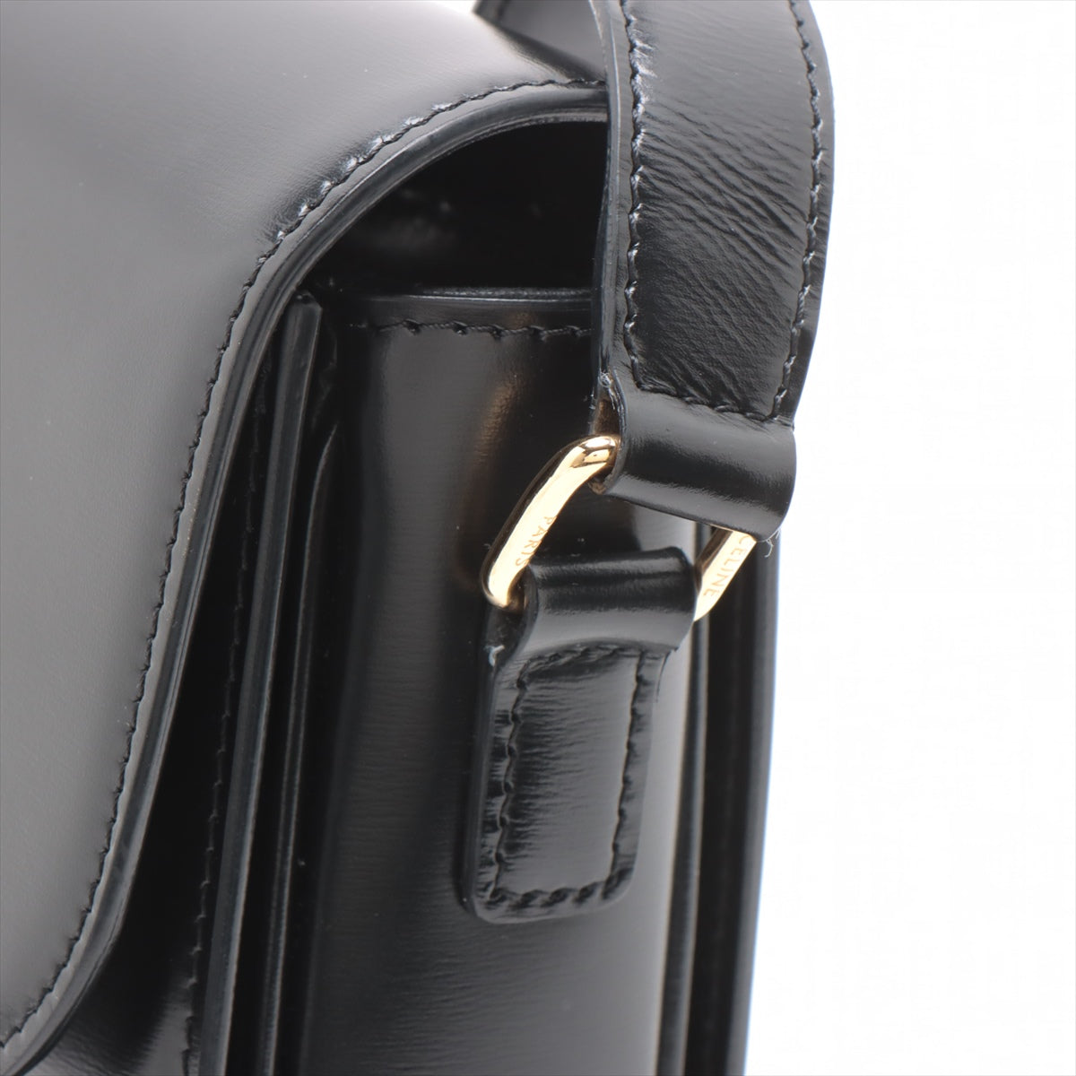 Celine Triomphe Teen Leather Shoulder Bag Black