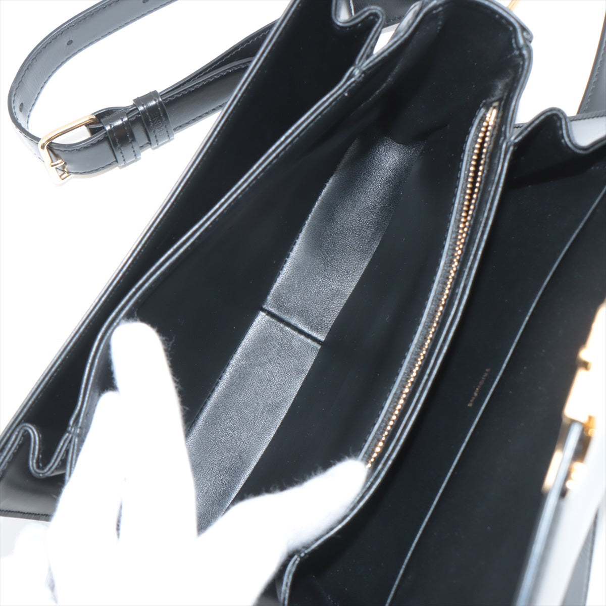 Celine Triomphe Teen Leather Shoulder Bag Black