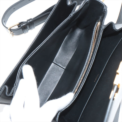 Celine Triomphe Teen Leather Shoulder Bag Black