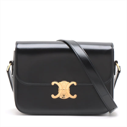 Celine Triomphe Teen Leather Shoulder Bag Black