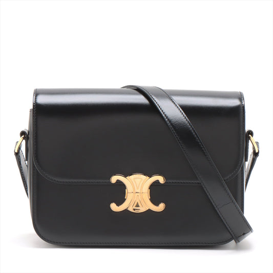 Celine Triomphe Teen Leather Shoulder Bag Black