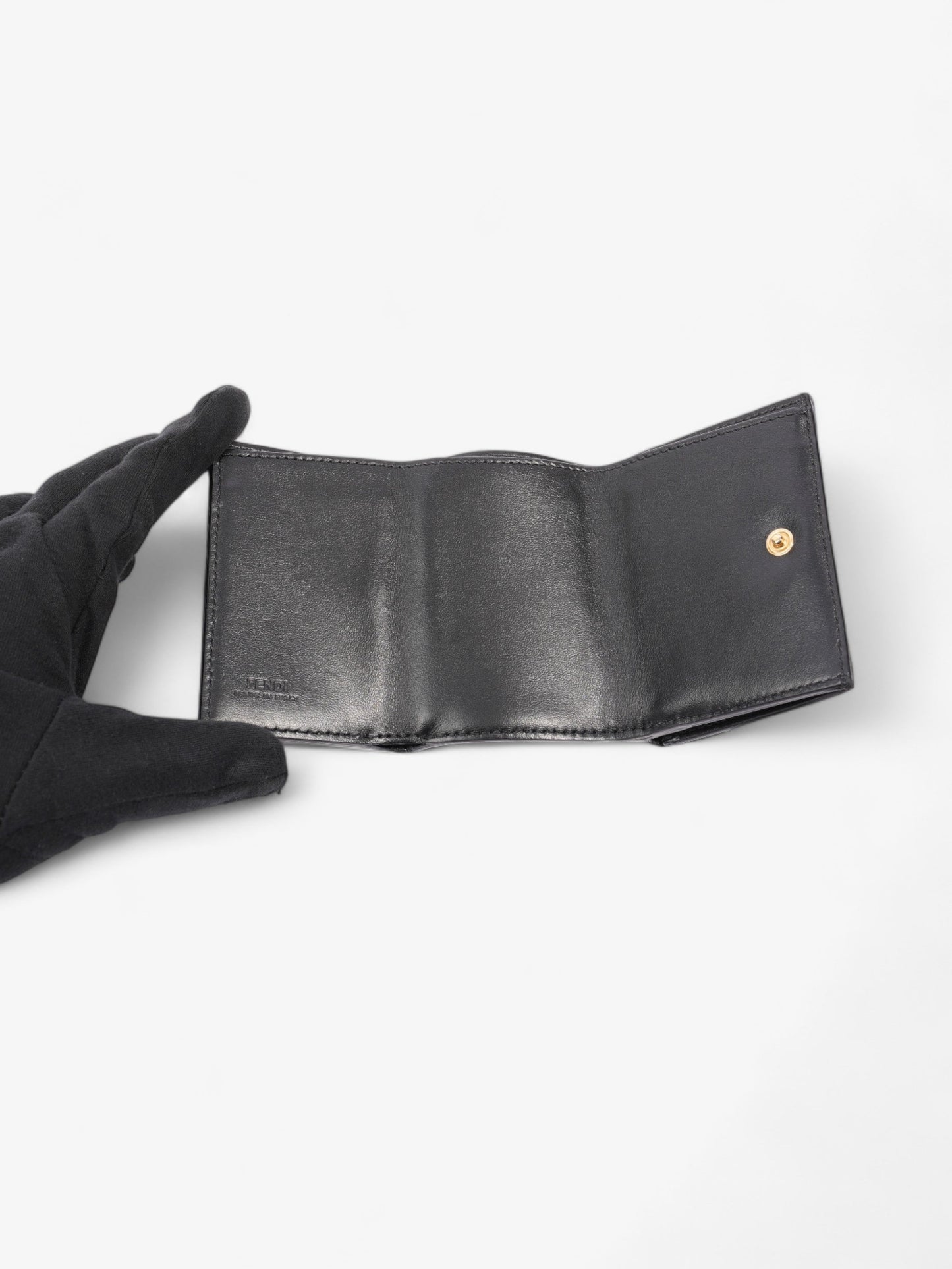 F is Fendi Envelope Wallet Black Leather