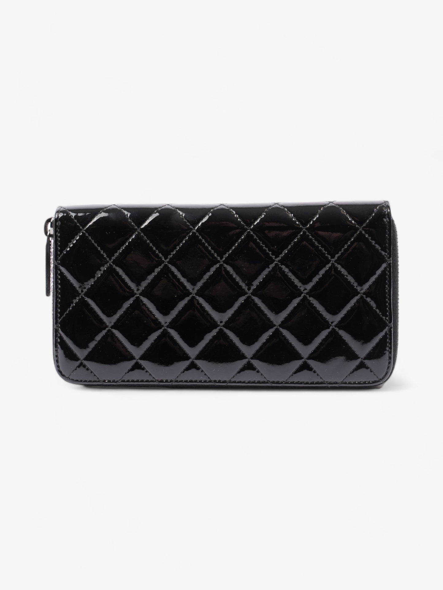 Chanel Brilliant Zip Around Wallet Black Patent Leather