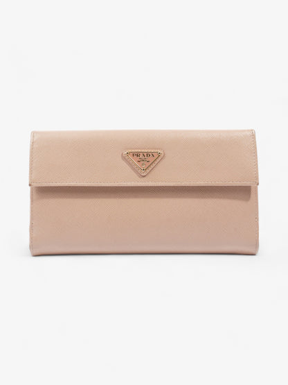 Prada Long Wallet Beige Saffiano Leather
