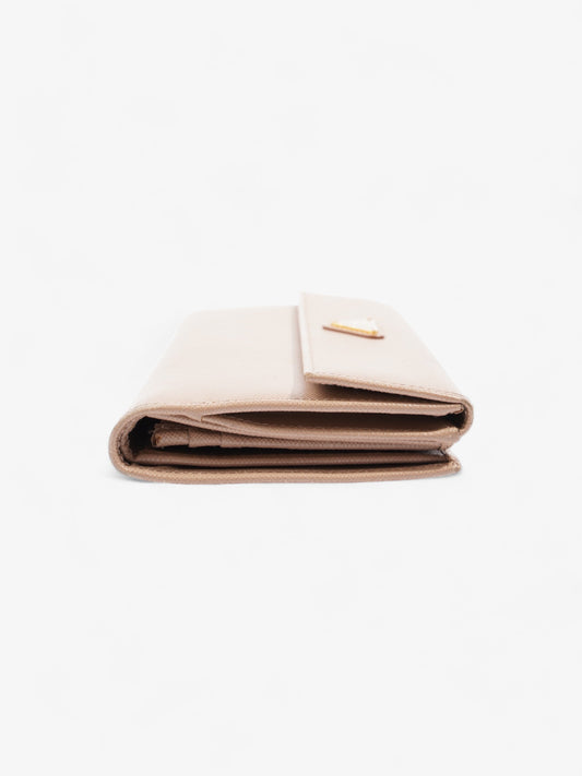 Prada Long Wallet Beige Saffiano Leather