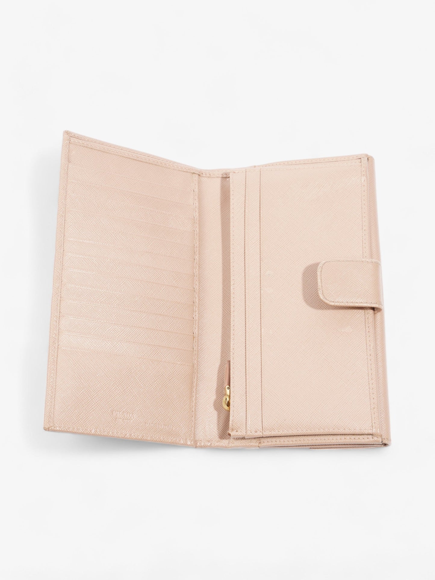 Prada Long Wallet Beige Saffiano Leather