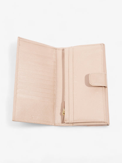 Prada Long Wallet Beige Saffiano Leather