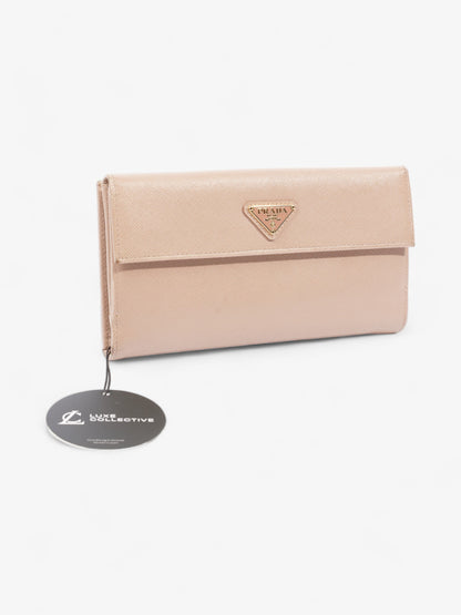 Prada Long Wallet Beige Saffiano Leather