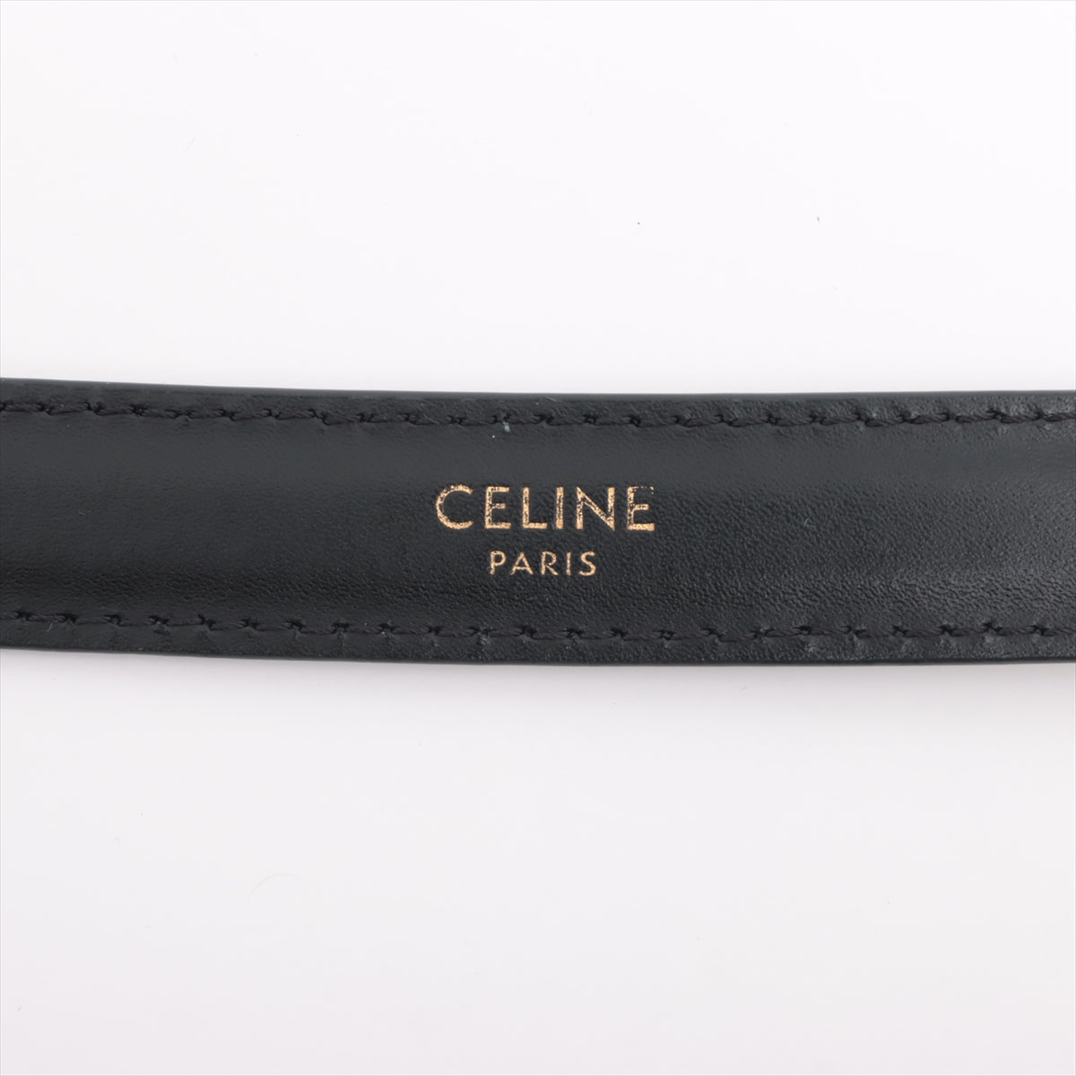 Celine Small Triomphe Black Leather Belt Size 70