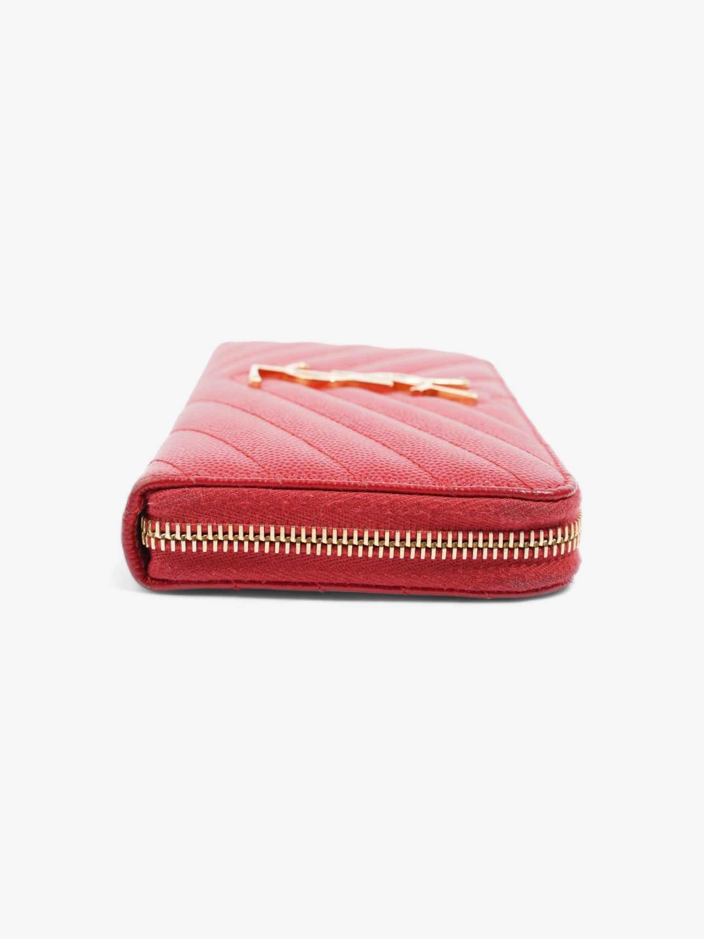 Saint Laurent Cassandra Long Wallet Red Grained Leather