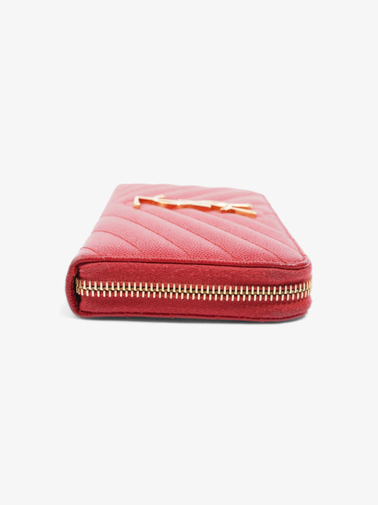 Saint Laurent Cassandra Long Wallet Red Grained Leather