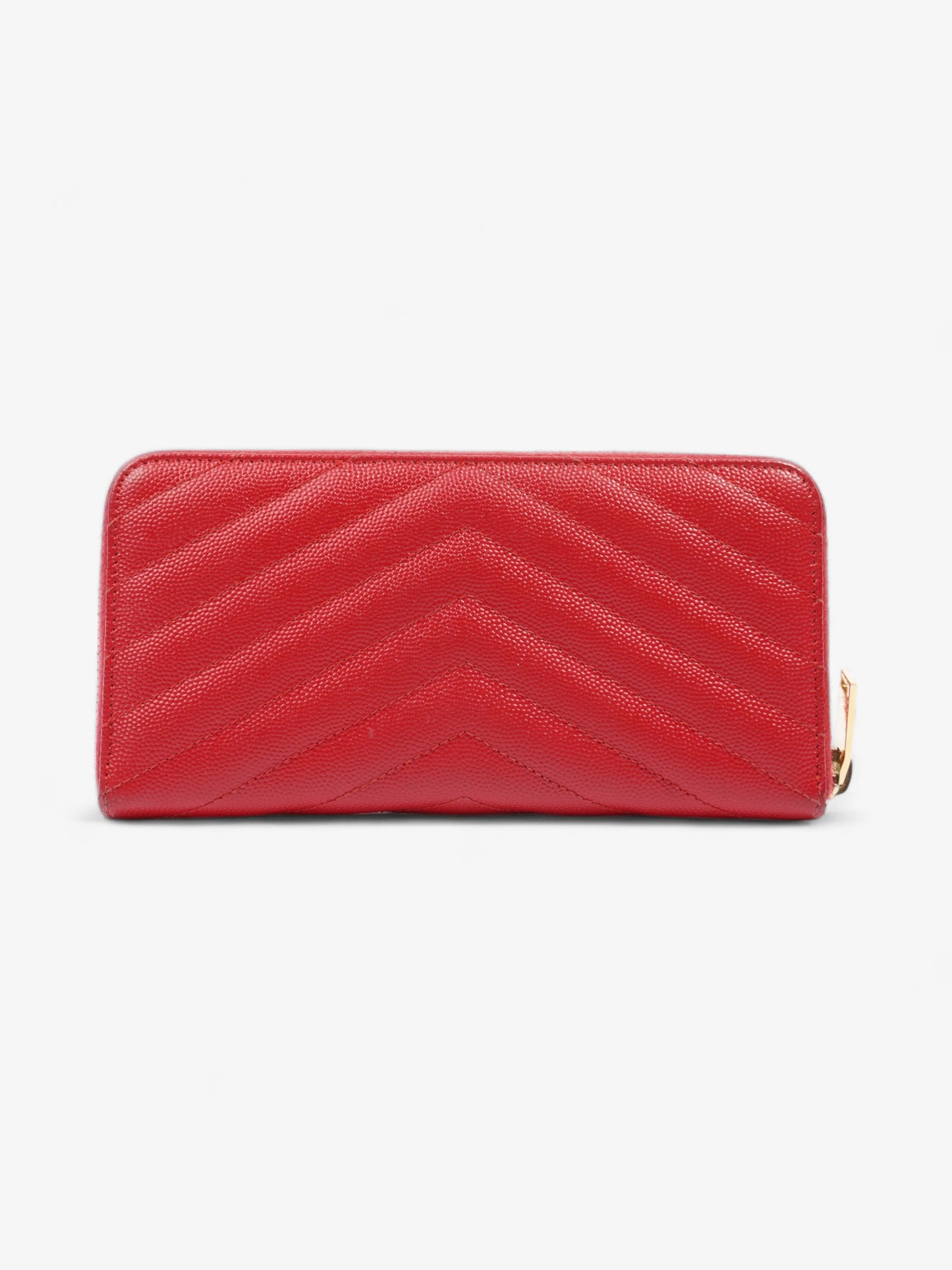 Saint Laurent Cassandra Long Wallet Red Grained Leather