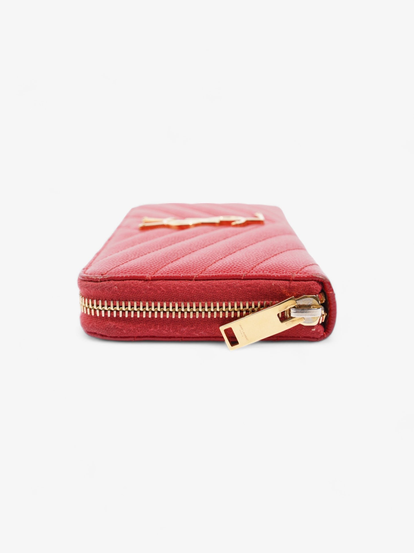 Saint Laurent Cassandra Long Wallet Red Grained Leather