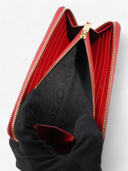 Saint Laurent Cassandra Long Wallet Red Grained Leather