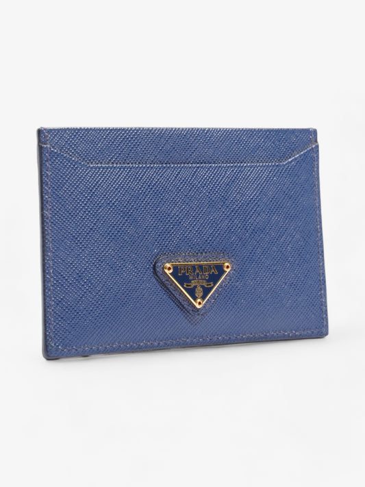 Prada Logo Card Case Wallet Navy Saffiano Leather