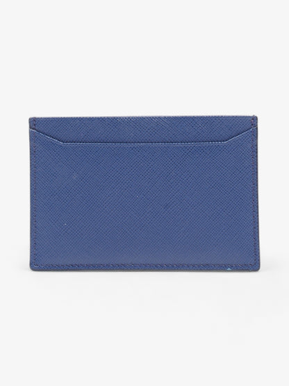 Prada Logo Card Case Wallet Navy Saffiano Leather