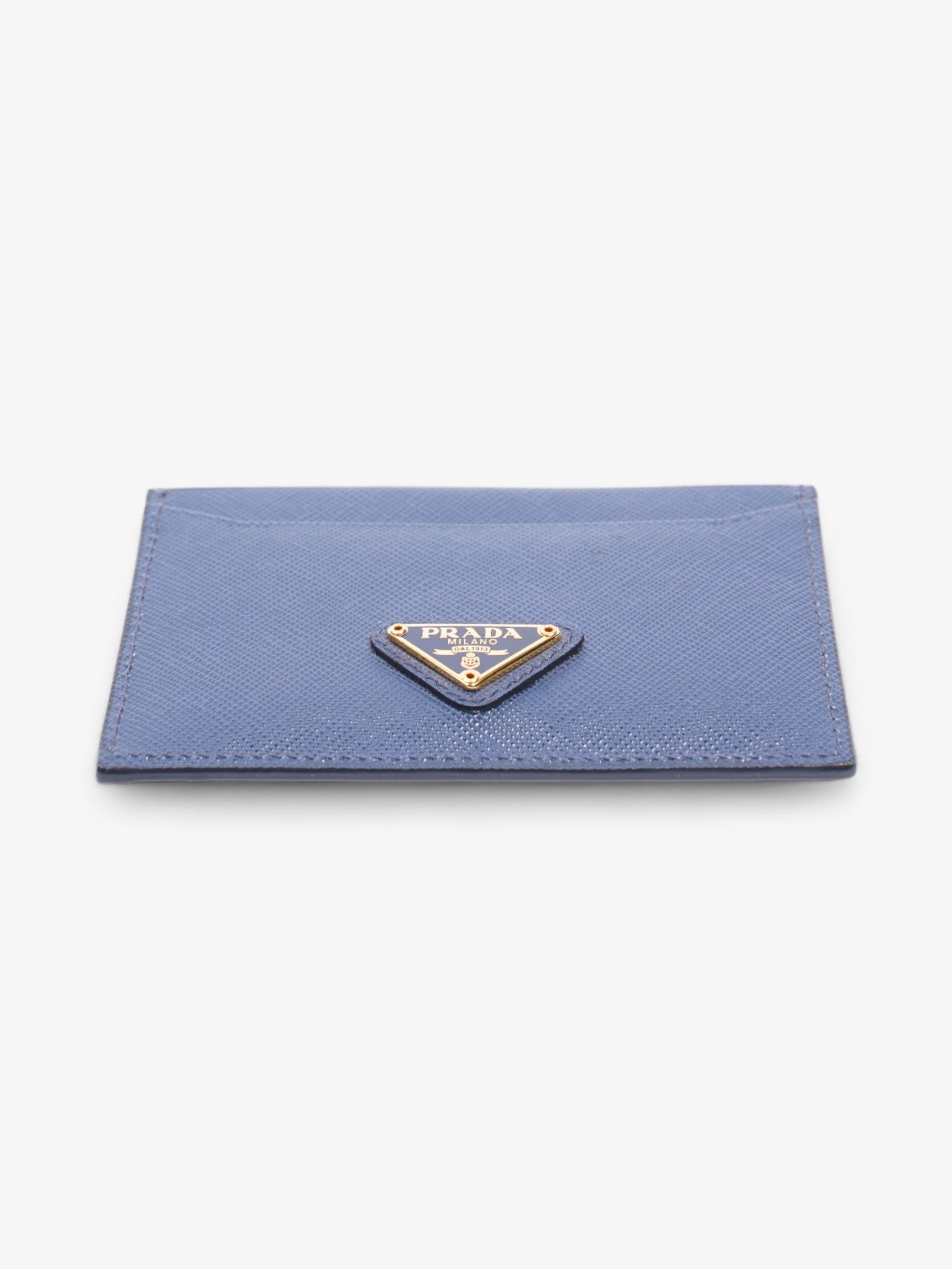 Prada Logo Card Case Wallet Navy Saffiano Leather