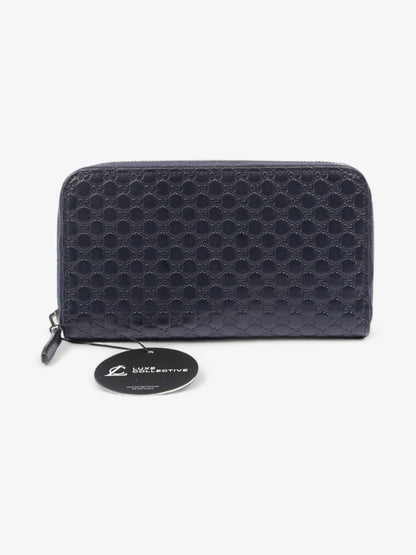 Gucci Microguccissima Zip Around Wallet Navy Blue GG Leather