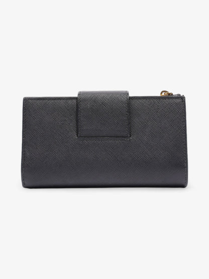 Prada Logo Buckle Wallet Black Saffiano Leather Medium