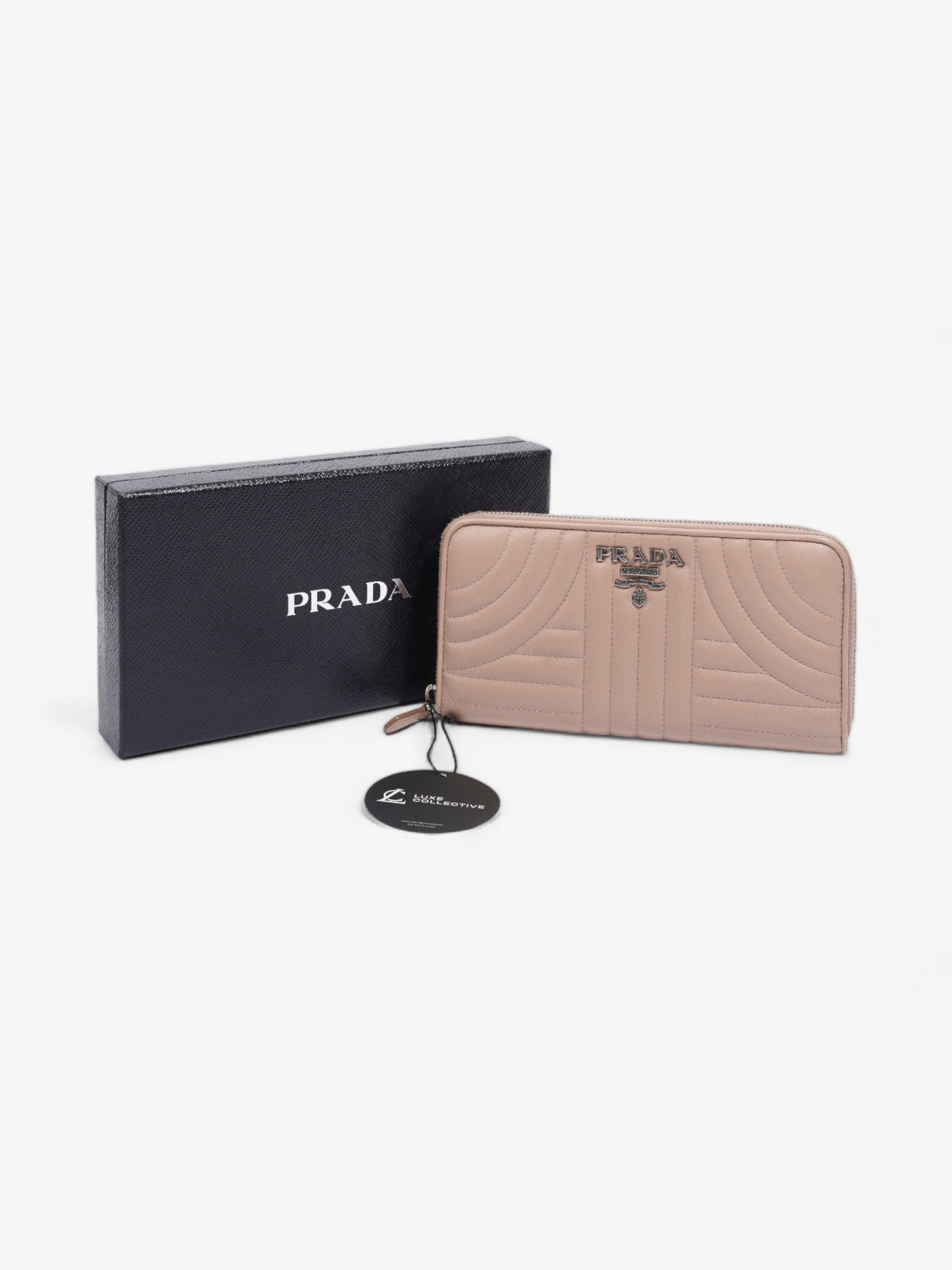 Prada Nappa Leather Zip Round Wallet Nude Nappa Leather