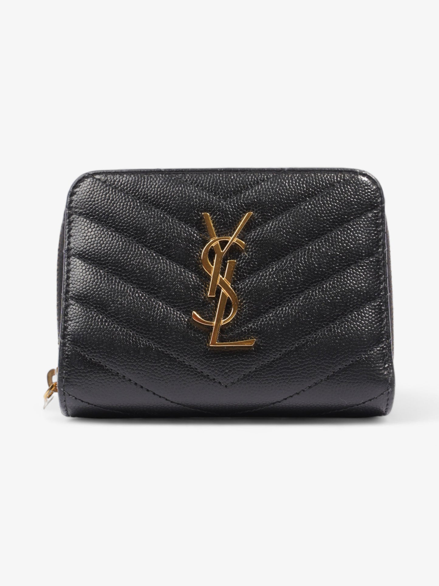 Saint Laurent Compact Zip Wallet Black Grained Leather