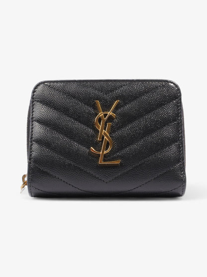 Saint Laurent Compact Zip Wallet Black Grained Leather