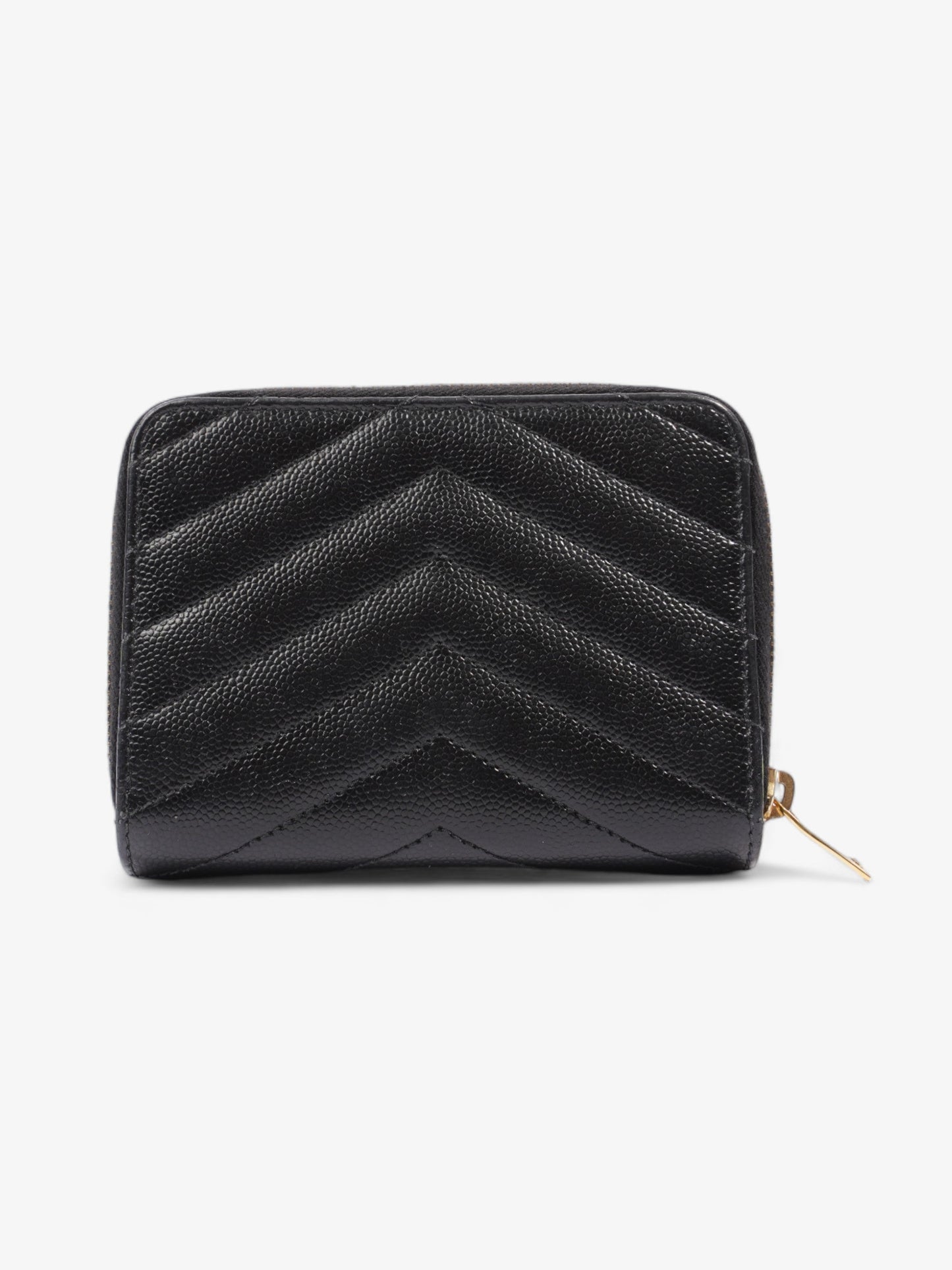 Saint Laurent Compact Zip Wallet Black Grained Leather