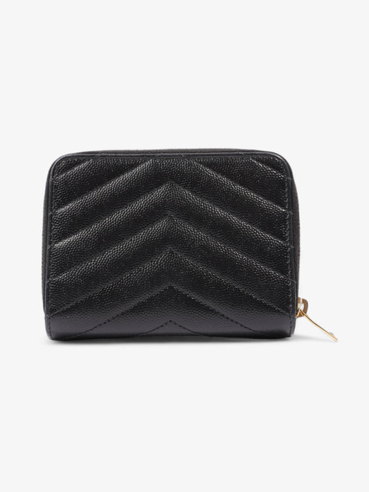 Saint Laurent Compact Zip Wallet Black Grained Leather