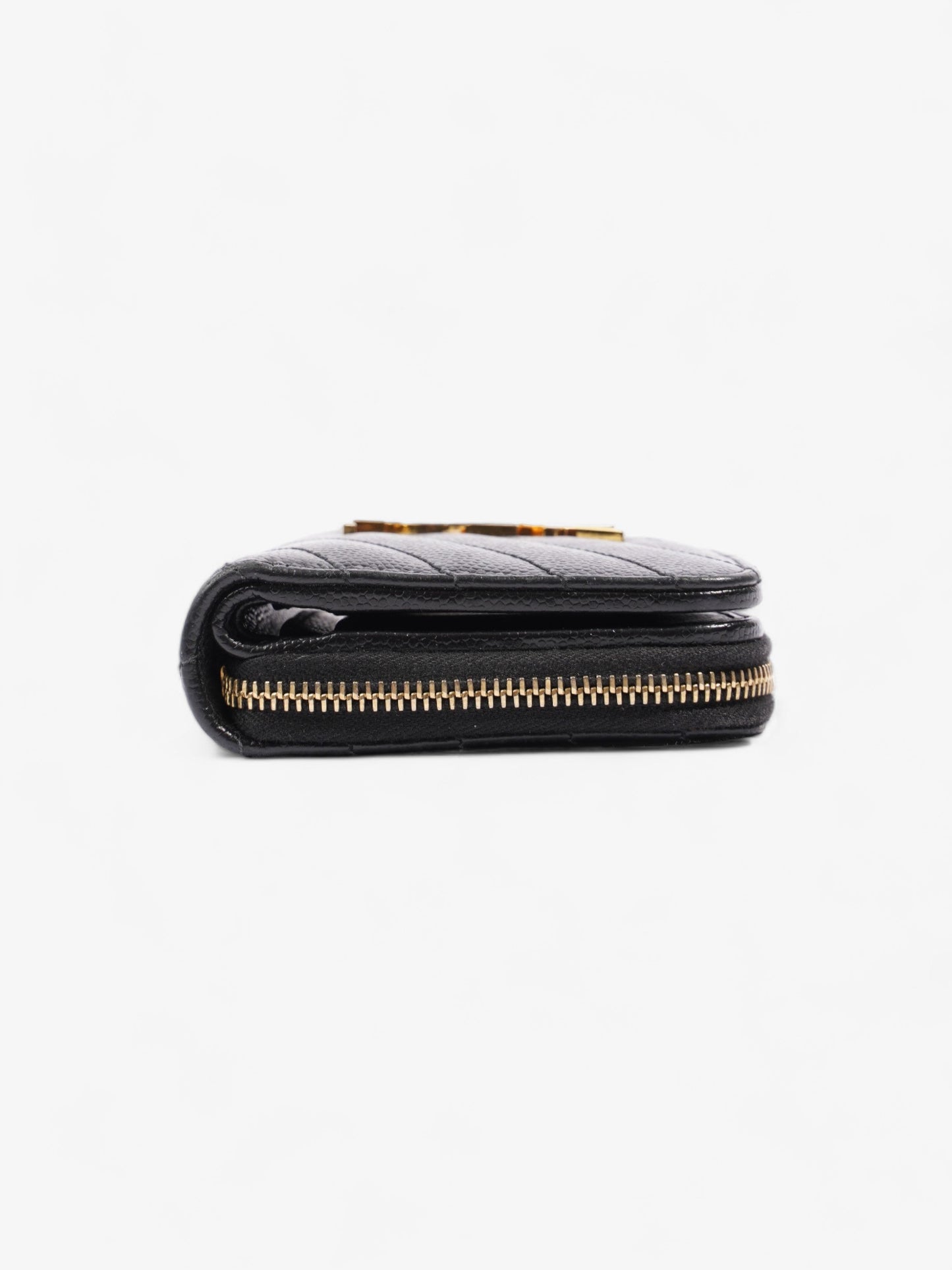 Saint Laurent Compact Zip Wallet Black Grained Leather